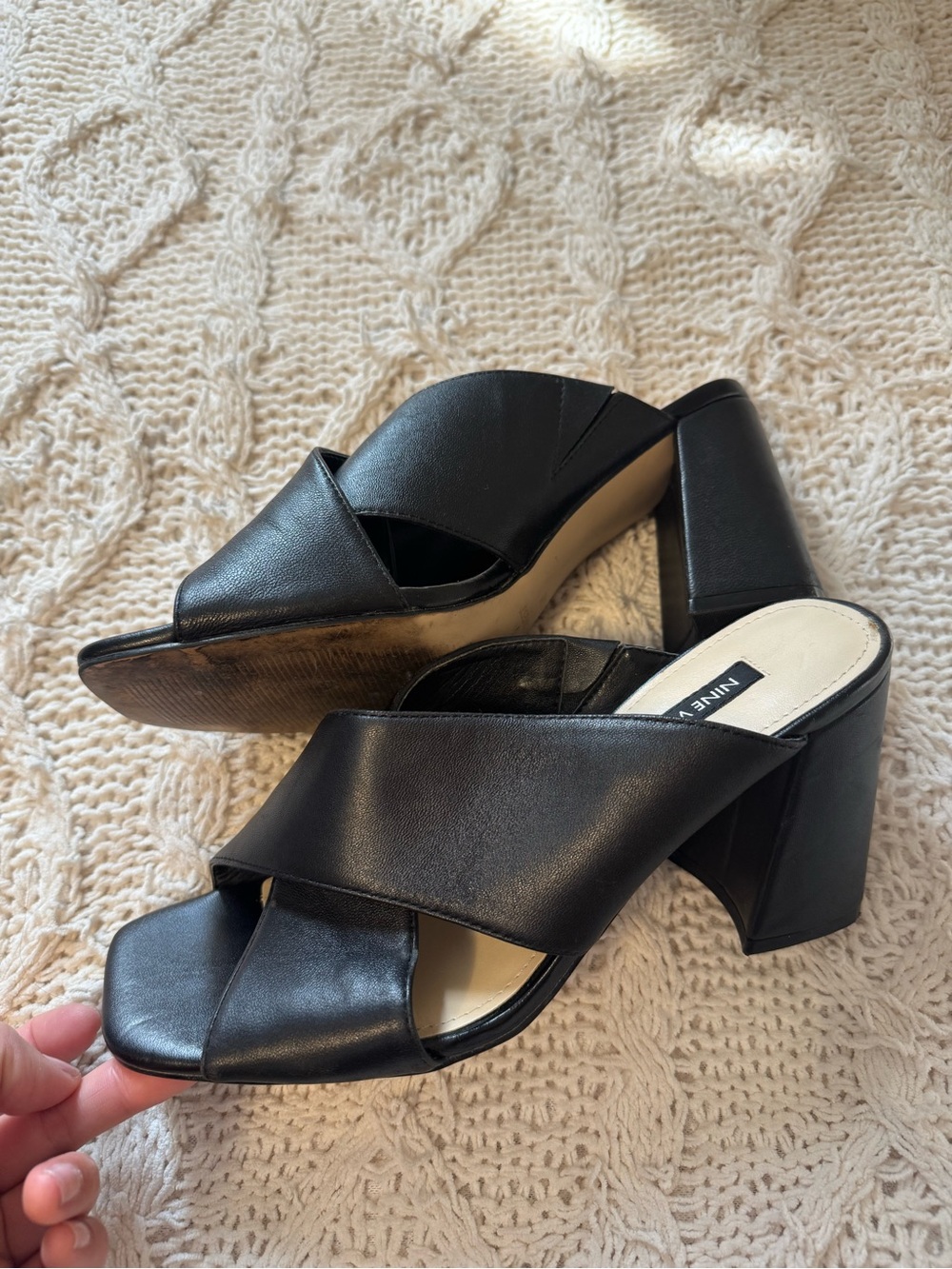 Nine West Black Crisscross Open-Toe Sandals
